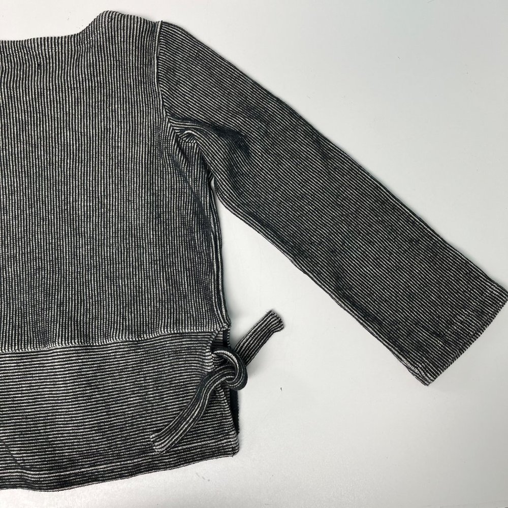 Madewell MEDIUM French Terry Side Tie Black White Stripe Sweatshirt Top - Picture 7 of 12